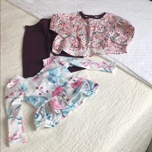 Burts Bee 0-3 mos new without tag 2pc set + top